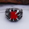 Punk Retro Signet White Red Blue CZ Crystal Zircon Dragon Claw Ring Men Women Stainless Steel Biker Rings Jewelry