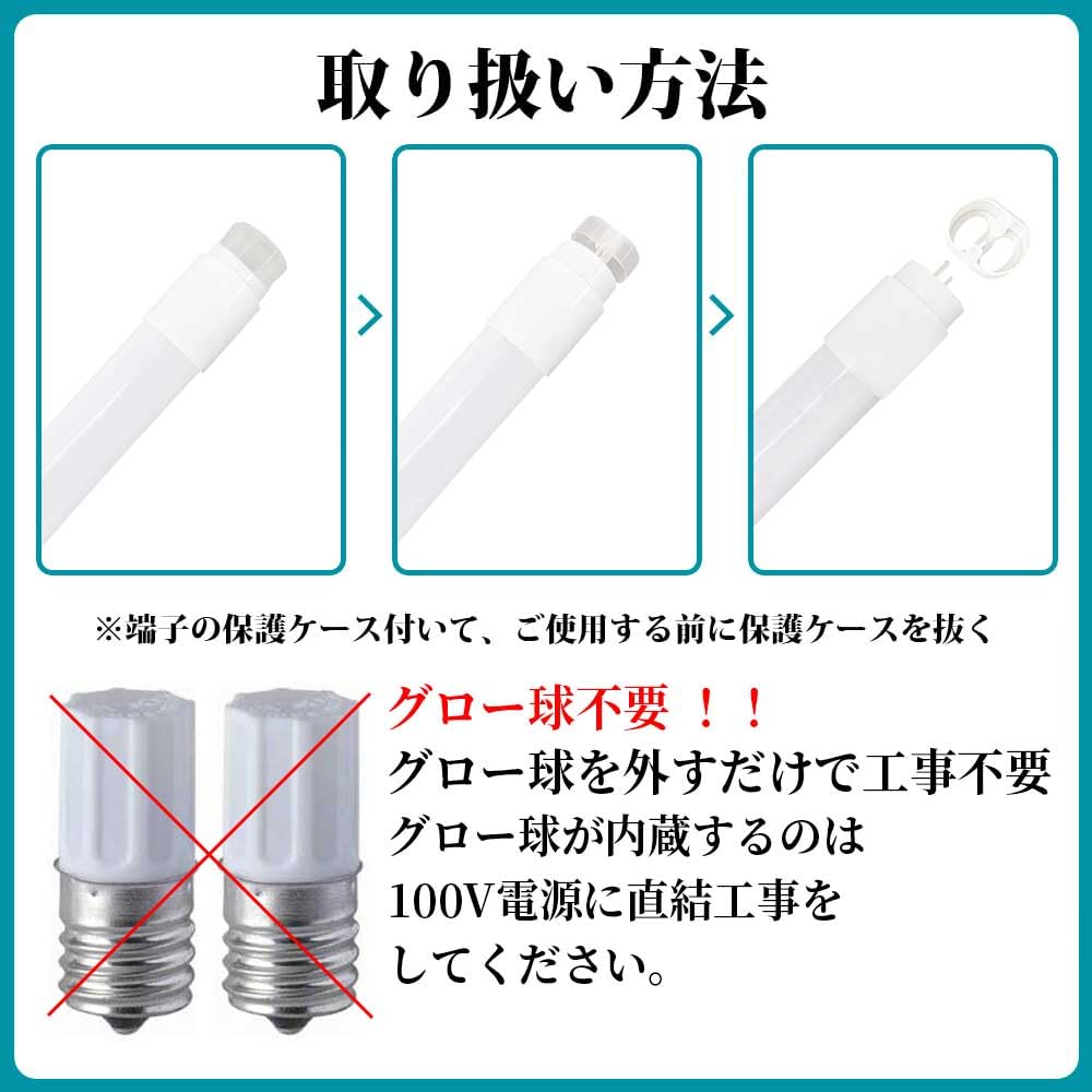 20W LED Fluorescent Light Bulb, Straight Tube, Glow-Style Base, 58cm, Dual-Powered, 5500K Daylight White, G13 T8, Wide Beam, 270° Beam Angle, 950LM,