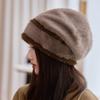 Plush Knitted Hat Autumn and Winter New Big Head Circumference Ear Protection Warm Hat Women's Fashion Rabbit Fur Hat
