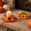 Fade Resistant Sunflower Maple Candle Ring Wreath Harvest Pillar Candle Surround Ring  Home Decor