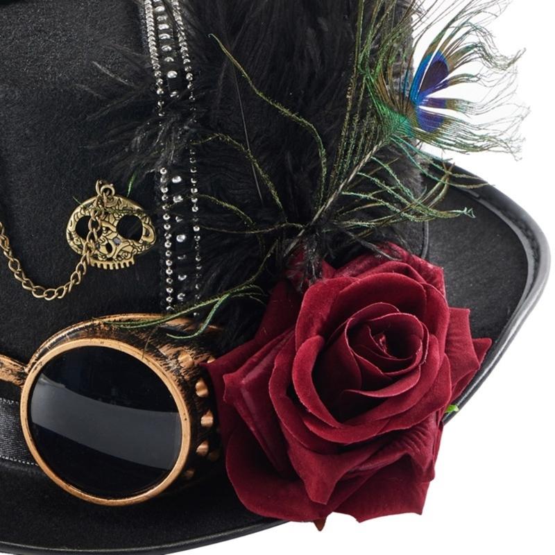 Steampunks Tall Hat Cosplay Goggles Hat Music Festival Costume Party Stage Hat