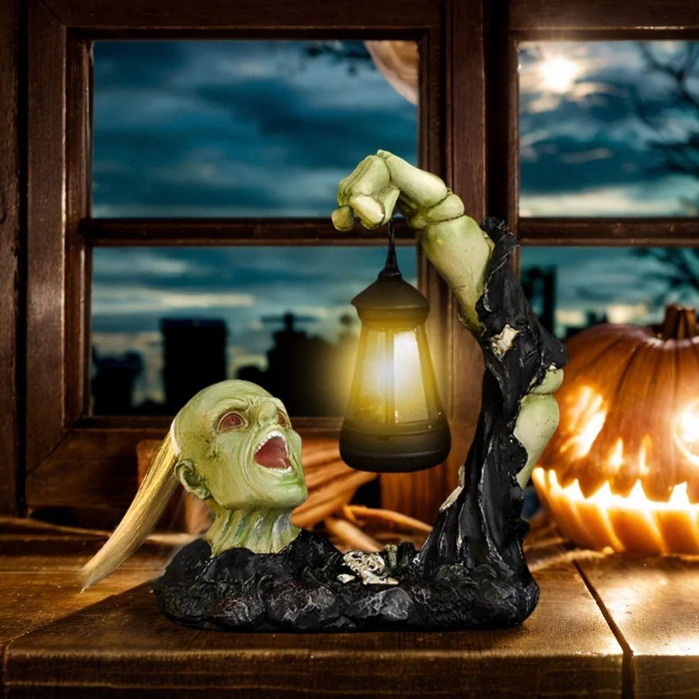 Creative Halloween Skeleton Night Light Funny Garden Statue Lamp Skull Sculptures  Outdoor