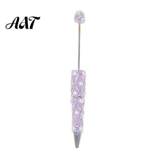 Handgemachter Schmuck Geschenkideen DIY Stift zum Bestücken mit Perlen, Glitzernde Strasssteine und Kunstperlen Perlen-Kreativgeschenke für Schwestern Schwarzer Kugelschreiber Büro
