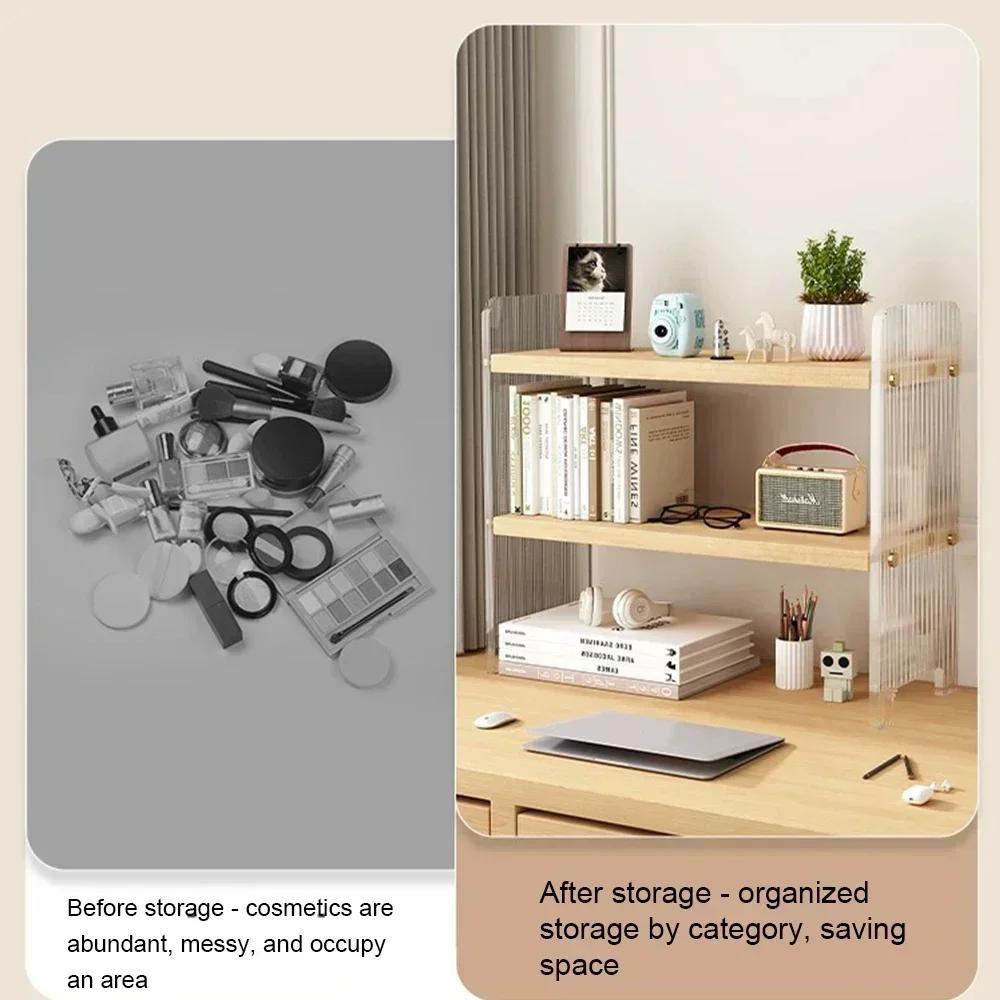 Desktop Storage Rack Office Supplies Organizers 3 Layers Acrylic Bookshelf Desk Holder Dormitory Book Shelf Kitchen Storage Rack