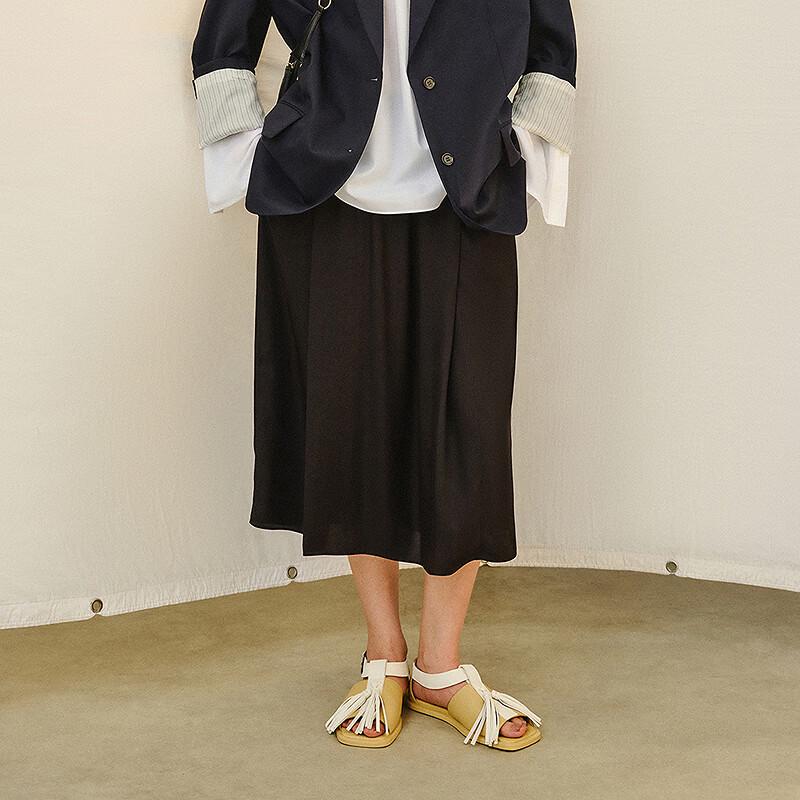 Less Loose Straight Midi Skirt