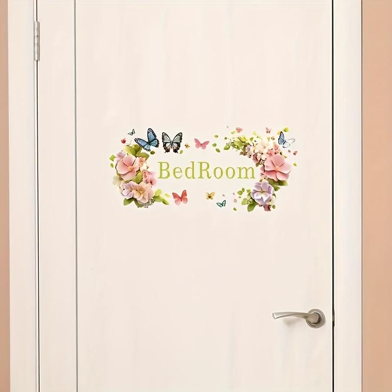 1pc Modern Floral Butterfly "Bedroom" Wall Decal Sticker Self-Adhesive Removable Vinyl Decorative Sign for Doors, Walls, Home Decor Bedroom Decoration