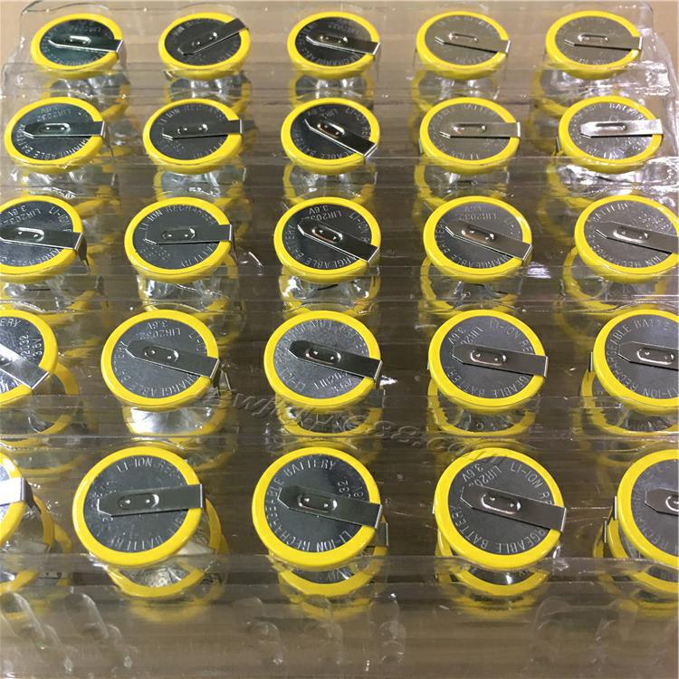 Brand New 3.6V LIR2032 Rechargeable Button Cell with Solder Tabs