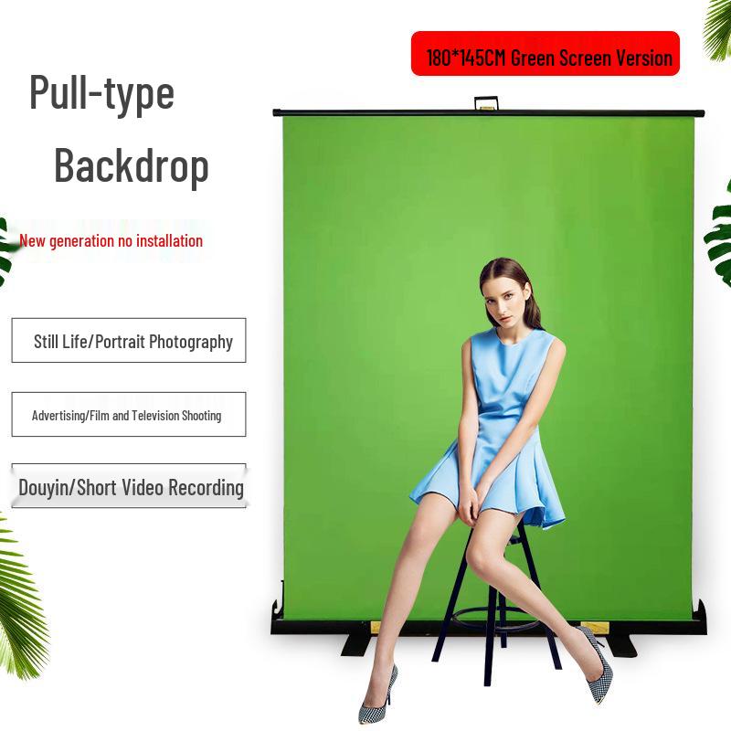 Green Screen Portable Pull-Up Stand for Photography and Live Broadcasts 150x200 cm