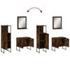 3 Piece Bathroom Furniture Set Smoked Oak Veneer Wood Based Material