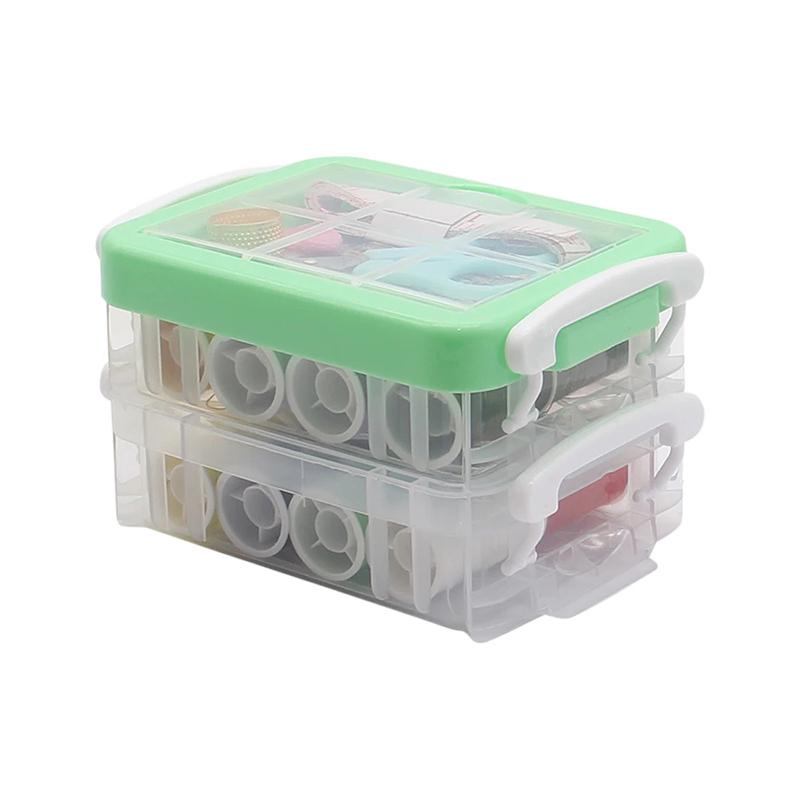 

30 шт./Коробка Многофункциональный швейный набор Портативная коробка для хранения швейных ниток Игла Лента Ножницы Нитки Швейный органайзер зелёный