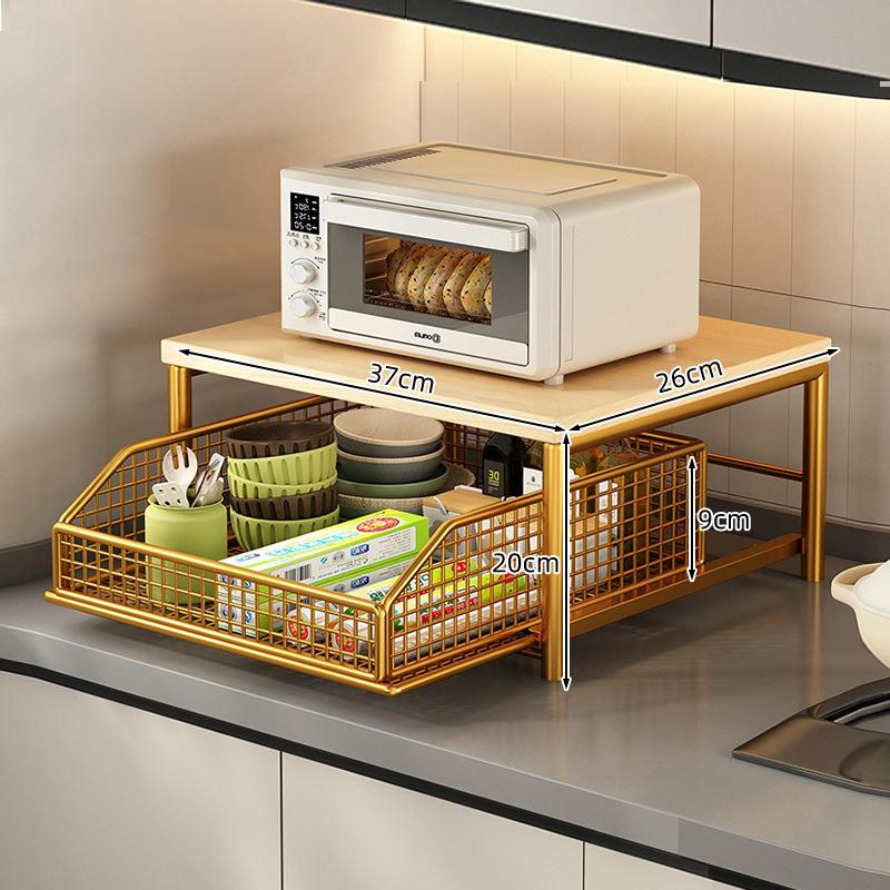Modern kitchen microwave rack storage organizer, space-saving countertop storage rack that can store appliances, tableware.