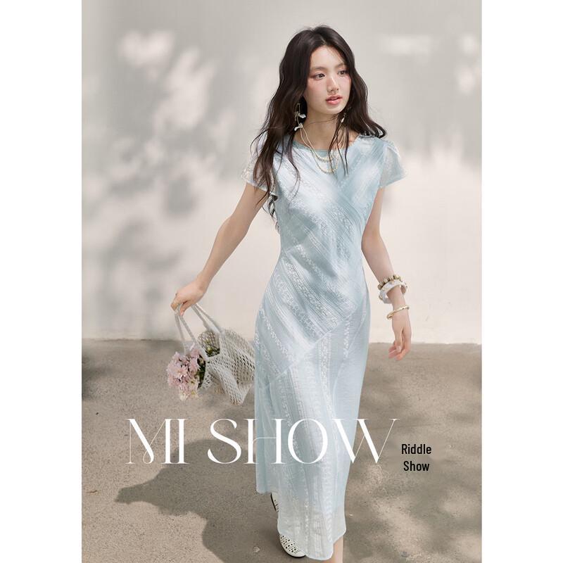 Mishow Embroidered Tencel A-Line Midi Dress S