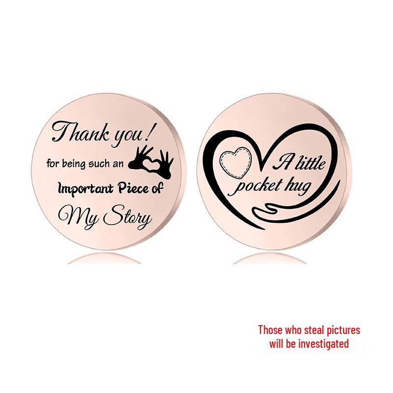 Lucky Charm Motivational Coin: Engravable Stainless Steel Couple & Family Gift Ornament.