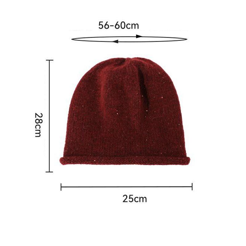 Knitted Pullover Hat Autumn Winter Women's Vintage Warm Wool Sleeve Cap