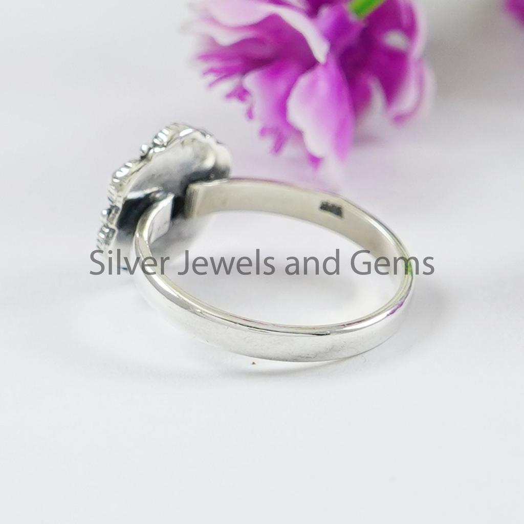 Black Onyx Sterling Silver Ring, Dainty December Birthstone