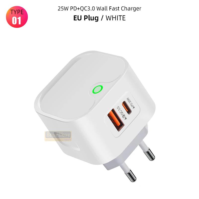 USB C Nabíjecí Zástrčka 25W PD USB Typ C Rychlá Nabíječka Rychlá Nabíječka Telefonu Nástěnný Adaptér Pro iPhone 15 14 13 Pro Xiaomi Samsung