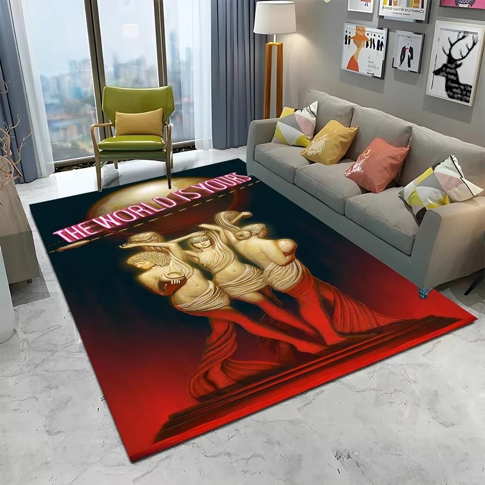 Tappeto Scarface 3D Classico Film Tony Tappeto per Casa Soggiorno Camera da Letto Divano Zerbino Decorazioni, Tappeto Area Giochi Bambini Tappetino Antiscivolo