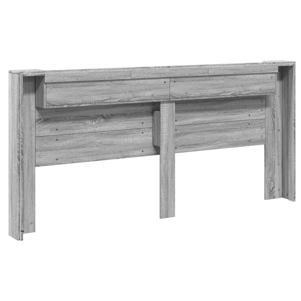 LED Headboard with Shelf Grey Sonoma 220 x 16.5 x 103.5 cm