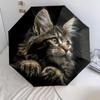 Black Kitten Pattern, Automatic Folding Umbrella, Portable and Foldable Design, 8 Ribs, a Christmas or Birthday Gift.