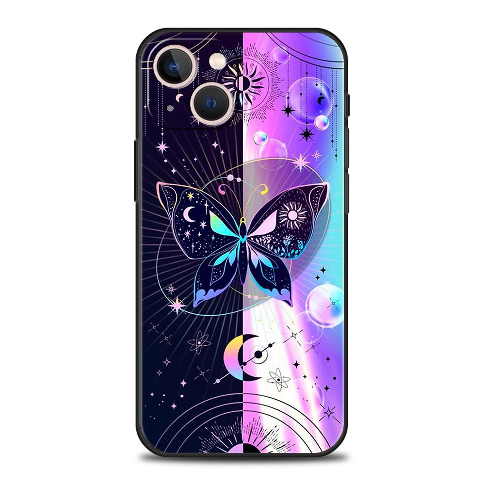 Butterfly Crystal Luxury Phone Case For iPhone 11 12 13 14 15 Pro Max Mini X XR XS 7 8 Plus SE Soft Silicone Cover Black Funda