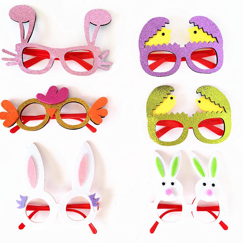 Easter Cartoon Glasses with Colorful Egg, Rabbit, Chick Designs for Adults and Kids - Perfect for Festival Parties
