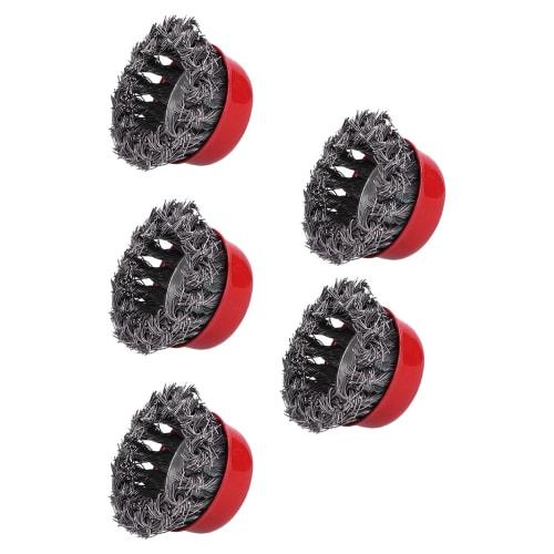 5-Piece Steel M10 Cup Brush Grinder Accessories for Rust Removal, Grinding Wheels, and Wire Brushes, Approx. 2.6-Inch Diameter