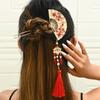 Pearl Pearl Fringe Hairpin Retro Fan Shape Bride Tiara Step Shaking Hair Stick  Bridal Headwear