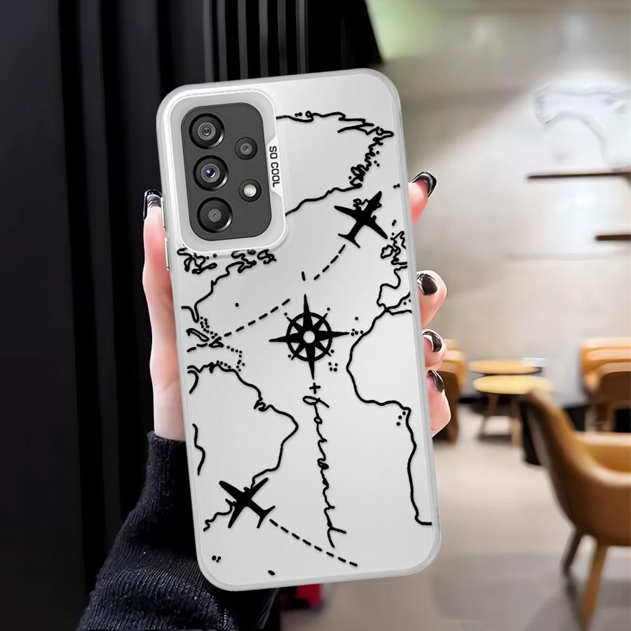 Phone Cover Case for Samsung Galaxy A54 A23 A71 A13 A32 A36 A17 A52 A16 A34 A25 A73 A72 A12 A14 A56 Airplane Route