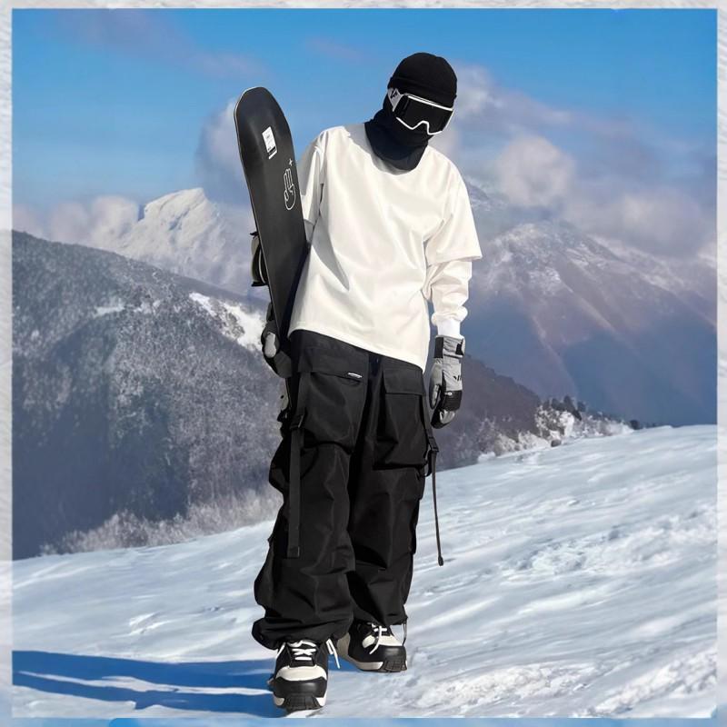 Mens Winter Ski Pants Waterproof Windproof Loose Fit Casual Workwear With Large Pockets Snowboarding