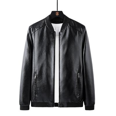 Leather Jacket Men's New Korean Style Thin Baseball Collar PU Leather Jacket Autumn and Winter Men's Clothing Trendy