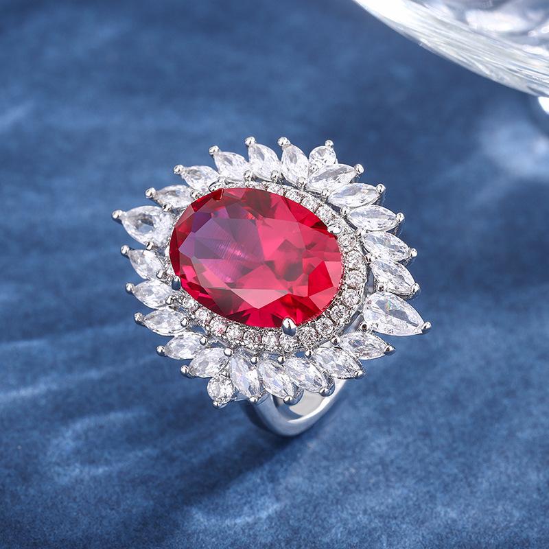 Kolor biżuterii Skarb Retro Symulacja Kolor Skarb Pierścionek Kształt Denara Regulowany Pierścionek na Usta Kamień Główny 10 * 14