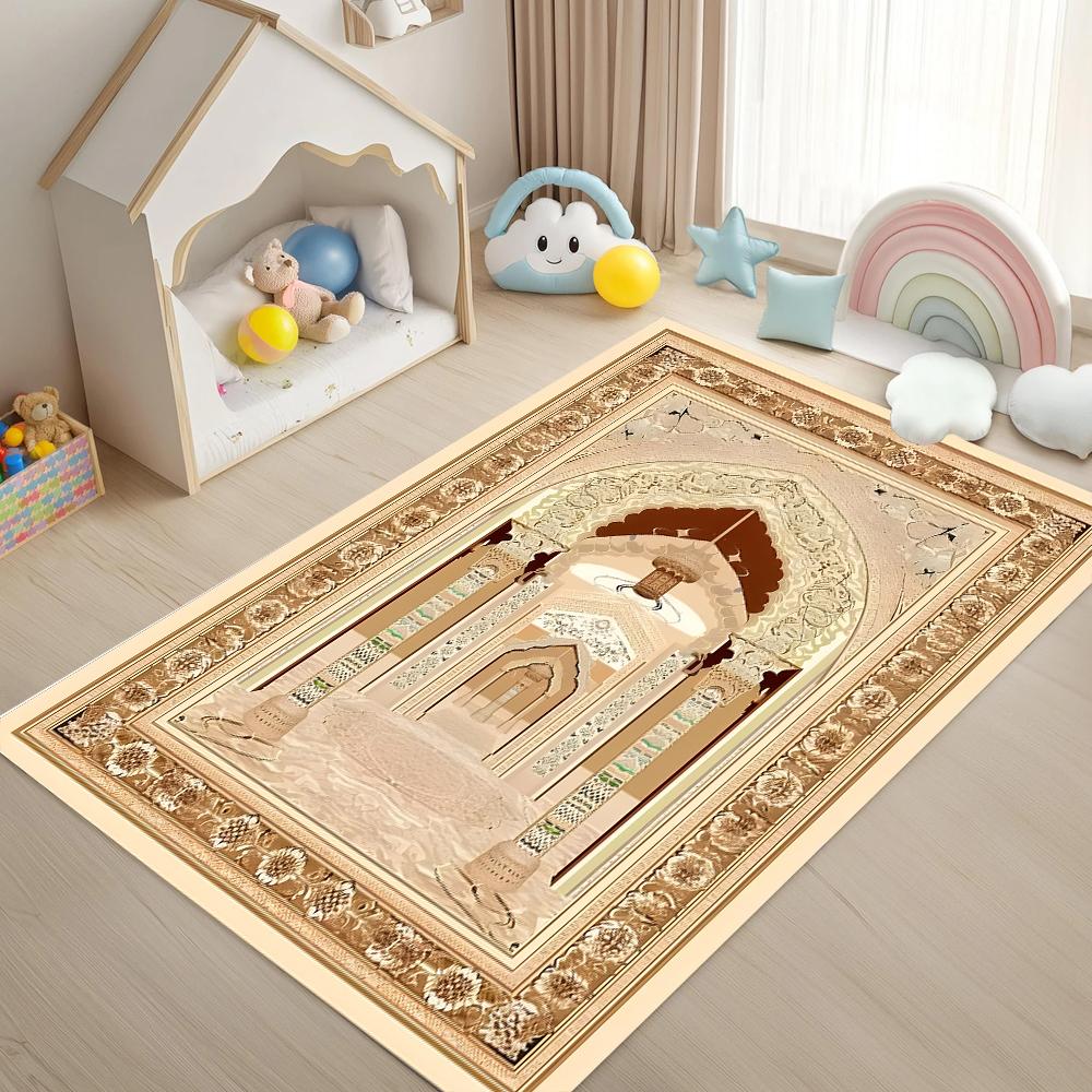 Islamic Mosque Pattern Prayer Rug Non Slip Soft Easy Clean Ideal for Home Prayer Area Vacation House Traditional Religious Decor