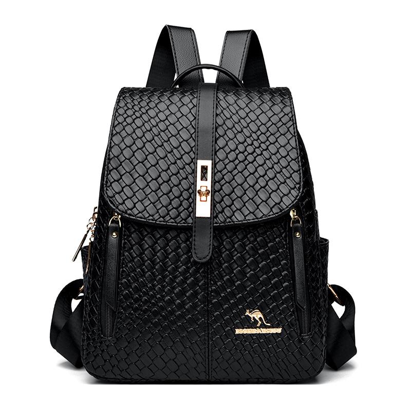 

Розкішні жіночі шкіряні рюкзаки для дівчаток Sac A Dos Casual Daypack Чорний вінтажний рюкзак Шкільні ранці для дівчат Mochila Rucksack