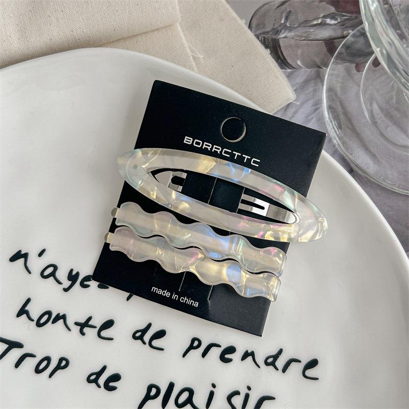 3Pcs Wave Hair Clips Acetate Clip Candy Color Hairpin Trendy Leopard Bb Clip Y2K Hair Accessories for Women Girls Korean Style