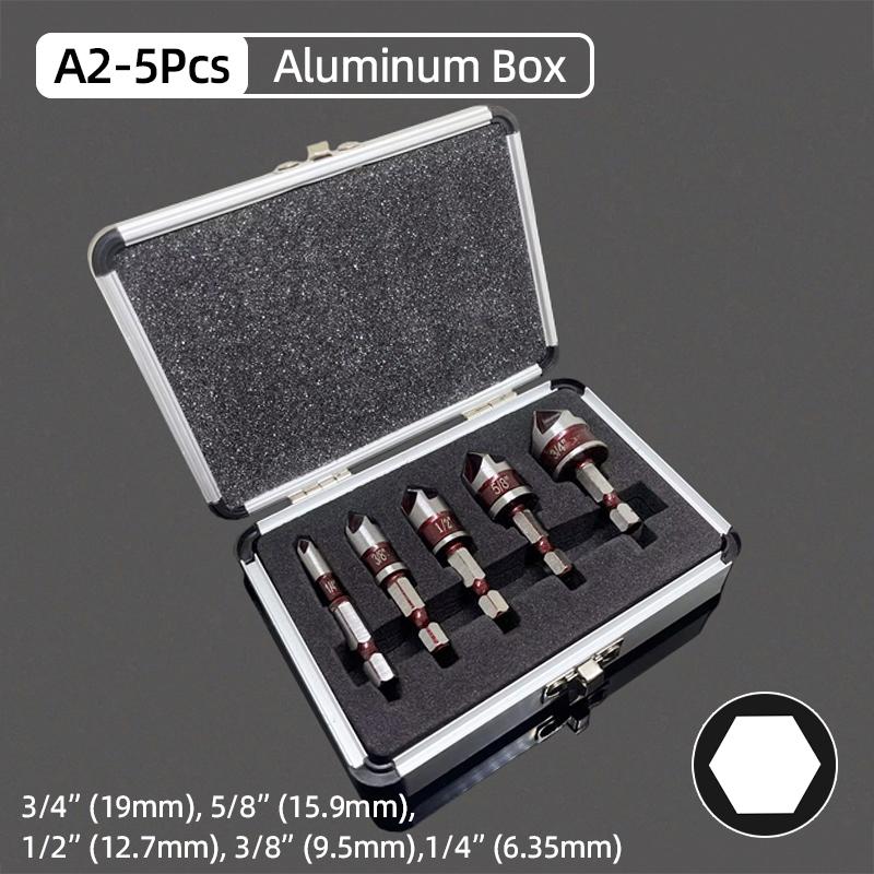 

Набор сверл с зенковкой HSS 5, шестигранный хвостовик 1/4 дюйма, конус 82 градуса, фреза для обработки отверстий по дереву и металлу, снятие заусенцев, снятие фасок, инструменты для обрезки