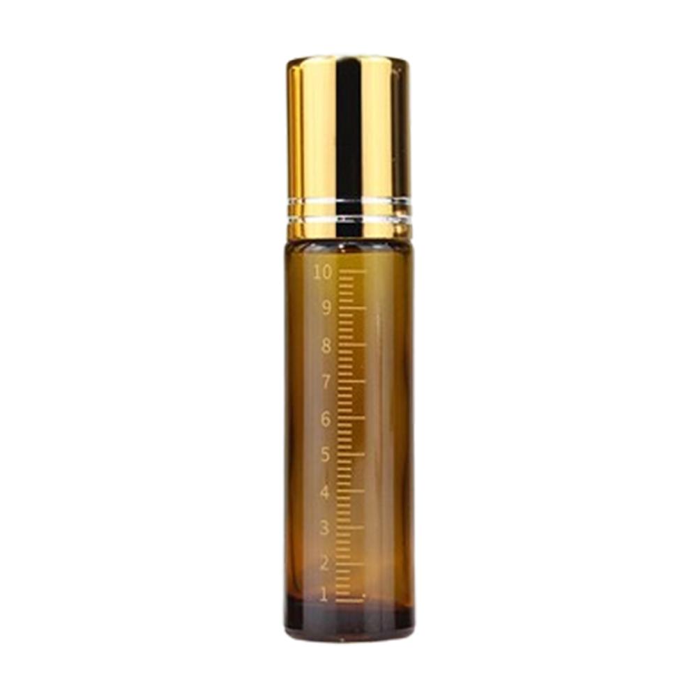 10ml Amber Glass Roller Bottle Scaled Essential Oil Roll On Bottle Sample Test Essential Oil Vials with Stainless Steel Roller