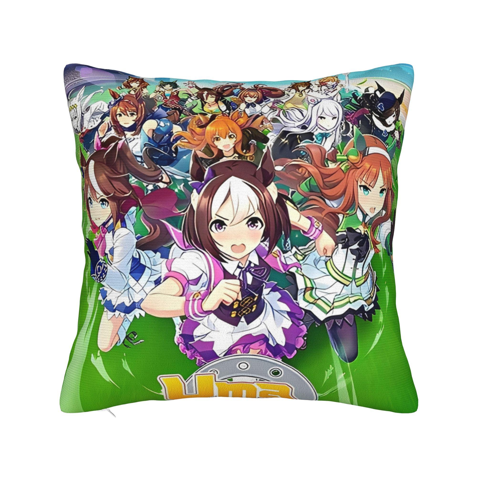 

Umamusume Pretty Derby Pillowcase Soft Polyester Cushion Cover Decorative Anime Game Throw Pillow Case Cover Home Dropshipping 12x12Inch