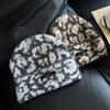 New American Retro Leopard Print Woolen Hat for Women in Autumn and Winter Face Showing Small Knitted Hat for Men  Cold Hat