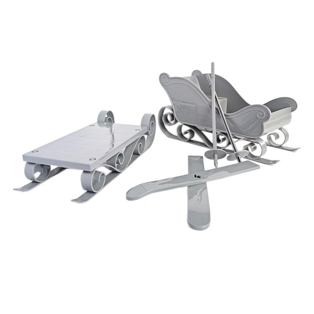 4pcs/set Removable Xmas Santa Sleigh Statue Plastic Christmas Scooter Ornament  Fairy Garden