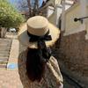 Summer Straw Hat, Lafite Grass Edge, Patchwork Hat, Women's Sun Hat, Artistic Bow, Flat Top Hat