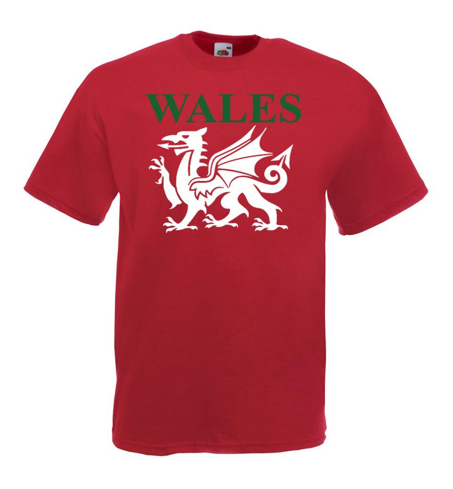 Adults Welsh Dragon Cymry Cymru Rugby Y Ddraig Goch Wales Unisex Red TShirt 2XL