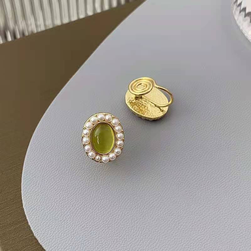 

Винтажные серьги с искусственным жемчугом «Кошачий глаз», спираль от комаров, без пирсинга, зажим для ушей