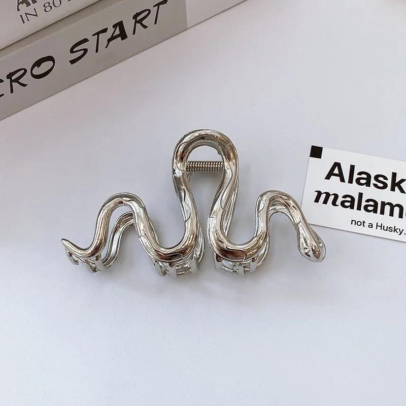 Fashion Metal Snake Hair Crab Hair Clip Girls Silver Gold Color Shark Clip Hairpins Hair Accessories for Women Summer Jewelry