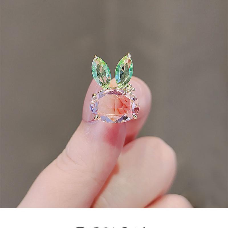 2024 Cute Crystal Rabbit Brooch for Women - Japanese Style Anti-Exposure Collar Pin