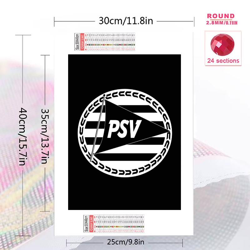 PSV Eindhoven Pattern 3pcs 100% Round Full Drill 5D DIY Diamond Painting Embroidery Cross Stitch Rhinestone Décor