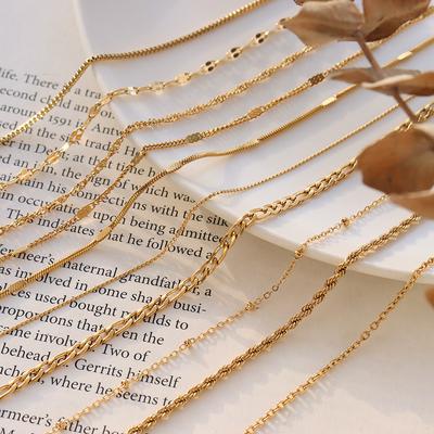 Cross Chain Snake Bone Chain Twist Chain Box Chain Variety Necklace Women'S Titanium Steel Plated 18K Gold Plain Chain Clavicle Chain Jewelry
