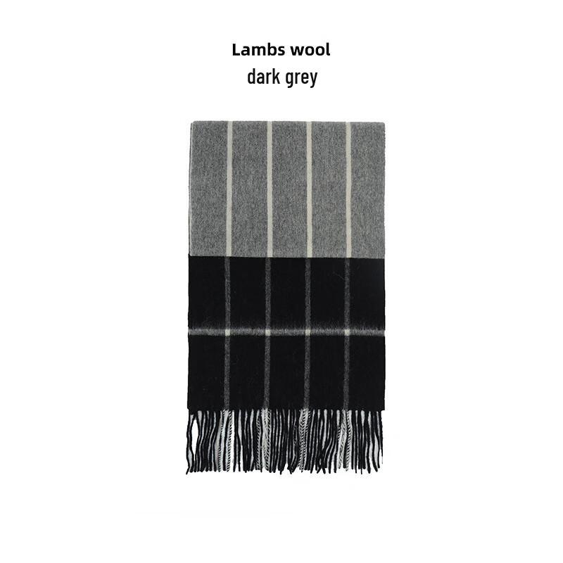 CEENIU Winter 100% Wool Plaid Tassel Scarf
