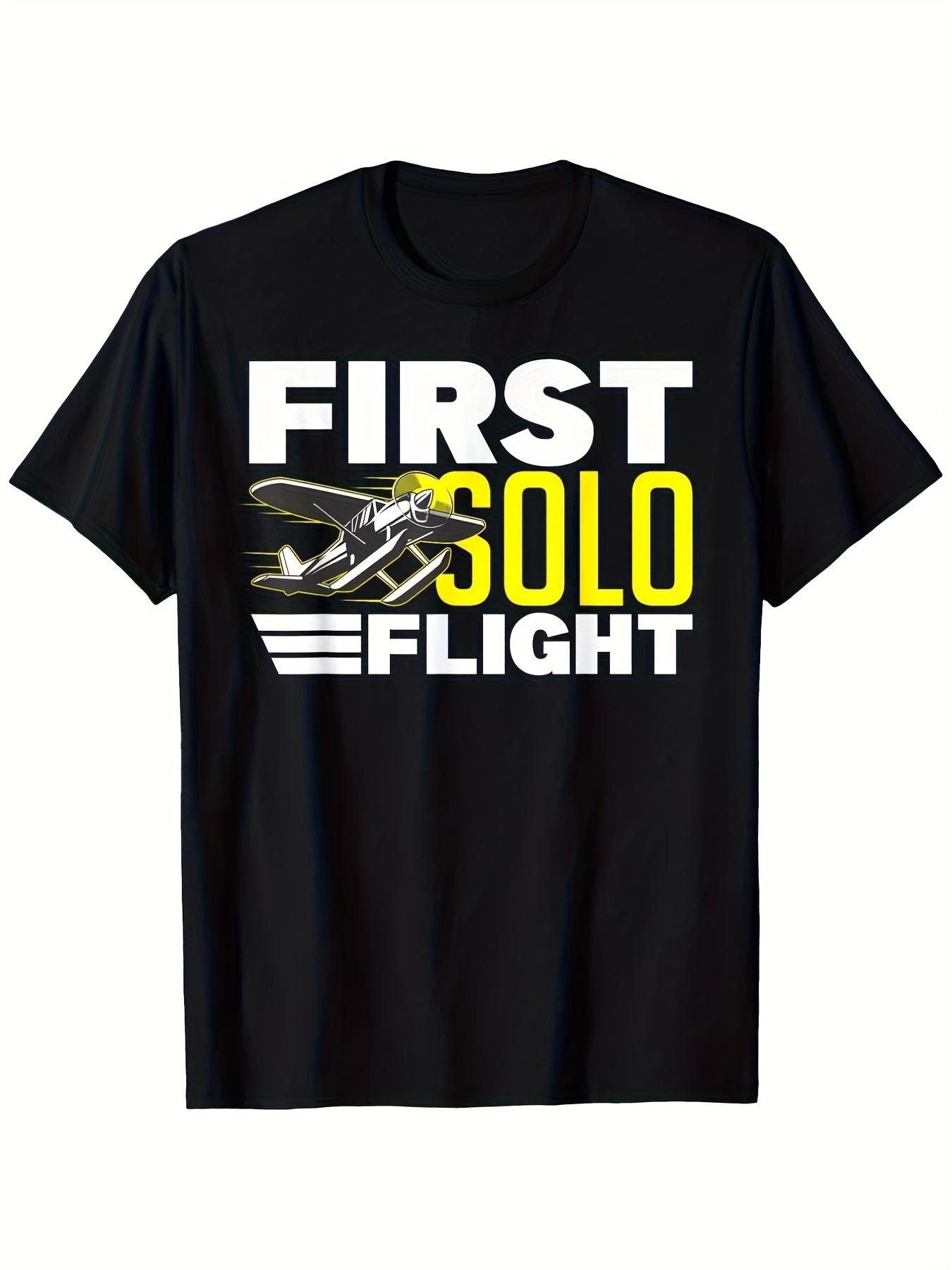 First Solo Flight Pilot License with Airplane&CFI Logos design-100% cotton O-neck short sleeve casual printed men s T-shirt. 4XL