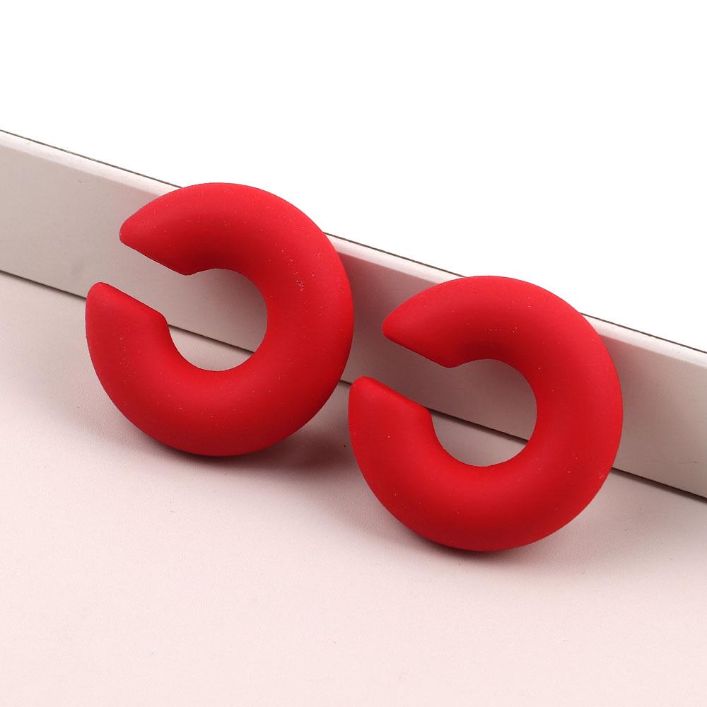 

Новые корейские акриловые круглые серьги-клипсы для женщин, морозные красочные массивные круглые серьги-манжеты, эффектные серьги-трубки, толстые зажимы для ушей, ювелирные изделия красный