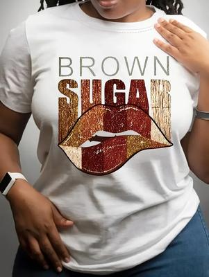 Women's White Cotton Casual T-Shirt with Personality Print Patterns, Round Neck, Short Sleeves